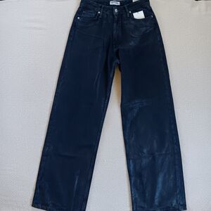 Zara ♡ foil baggy wide leg mid-rise jeans